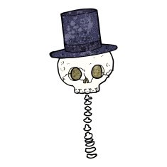 cartoon spooky skull in top hat N2
