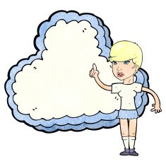woman with text space cloud N4