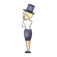 cartoon woman in top hat