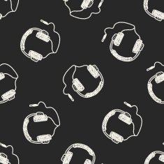 Doodle Headphone seamless pattern background N5