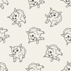 cat doodle drawing seamless pattern background N9