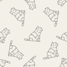 cat doodle drawing seamless pattern background N11