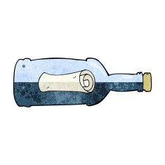 message in a bottle cartoon
