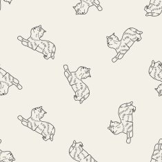 cat doodle drawing seamless pattern background N12