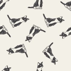 cat doodle drawing seamless pattern background N16