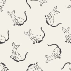 cat doodle drawing seamless pattern background N18