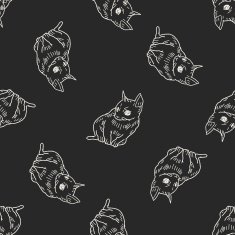 cat doodle drawing seamless pattern background N21