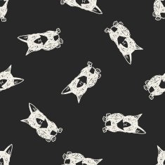 cat doodle drawing seamless pattern background N22