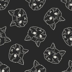 cat doodle drawing seamless pattern background N23