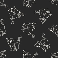 cat doodle drawing seamless pattern background N24