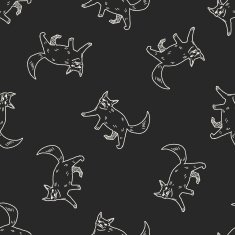 cat doodle drawing seamless pattern background N26