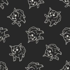 cat doodle drawing seamless pattern background N28