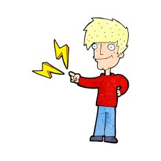 cartoon happy man pointing