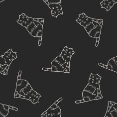 cat doodle drawing seamless pattern background N30