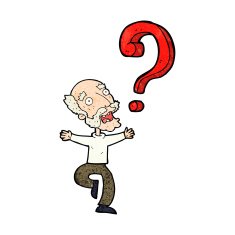 cartoon old man with question