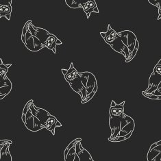 cat doodle drawing seamless pattern background N32