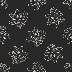 cat doodle drawing seamless pattern background N33