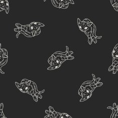 cat doodle drawing seamless pattern background N34
