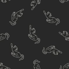 cat doodle drawing seamless pattern background N36