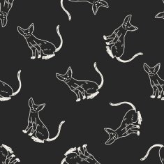 cat doodle drawing seamless pattern background N37