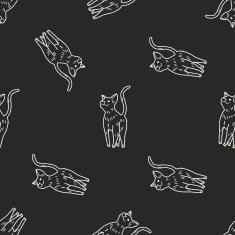 cat doodle drawing seamless pattern background N38