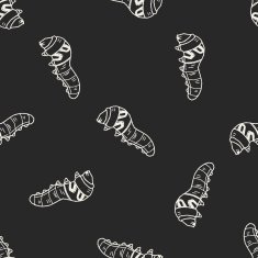 caterpillar doodle seamless pattern background N6