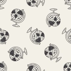 Doodle Globe seamless pattern background N4