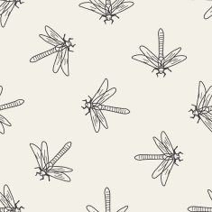 Dragonfly doodle seamless pattern background