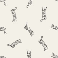 grasshopper doodle seamless pattern background N2