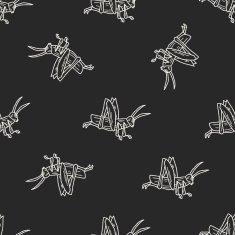 grasshopper doodle seamless pattern background N3