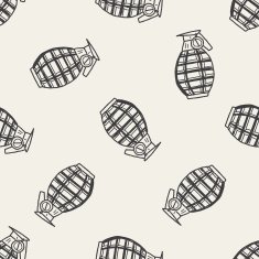 Grenade doodle seamless pattern background