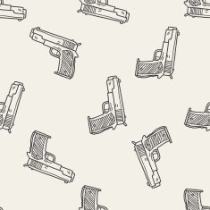 gun doodle seamless pattern background N5
