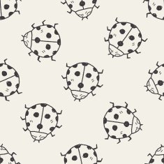 Ladybug doodle seamless pattern background