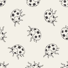 Ladybug doodle seamless pattern background N2