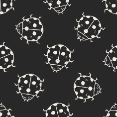 Ladybug doodle seamless pattern background N3