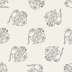 Leo Constellation doodle seamless pattern background N3