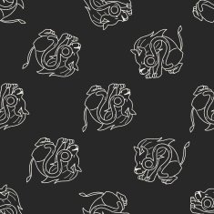 Leo Constellation doodle seamless pattern background N4
