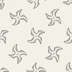 ninja weapon doodle seamless pattern background N5