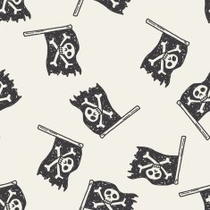 skull flag doodle seamless pattern background