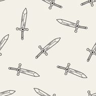 sword doodle seamless pattern background