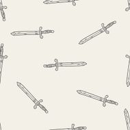 sword doodle seamless pattern background N2