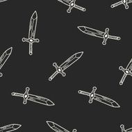 sword doodle seamless pattern background N3