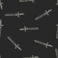 sword doodle seamless pattern background N4