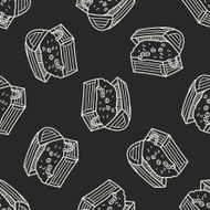 treasure chest doodle seamless pattern background N3