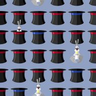 Rabbit in hat seamless pattern Vector background for magical pr