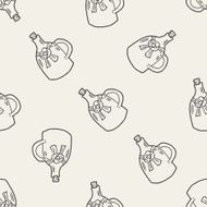 wine bottle doodle seamless pattern background
