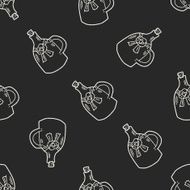 wine bottle doodle seamless pattern background N2