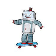 cartoon skateboarding robot