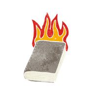 cartoon burning book