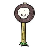 cartoon spooky skull signpost